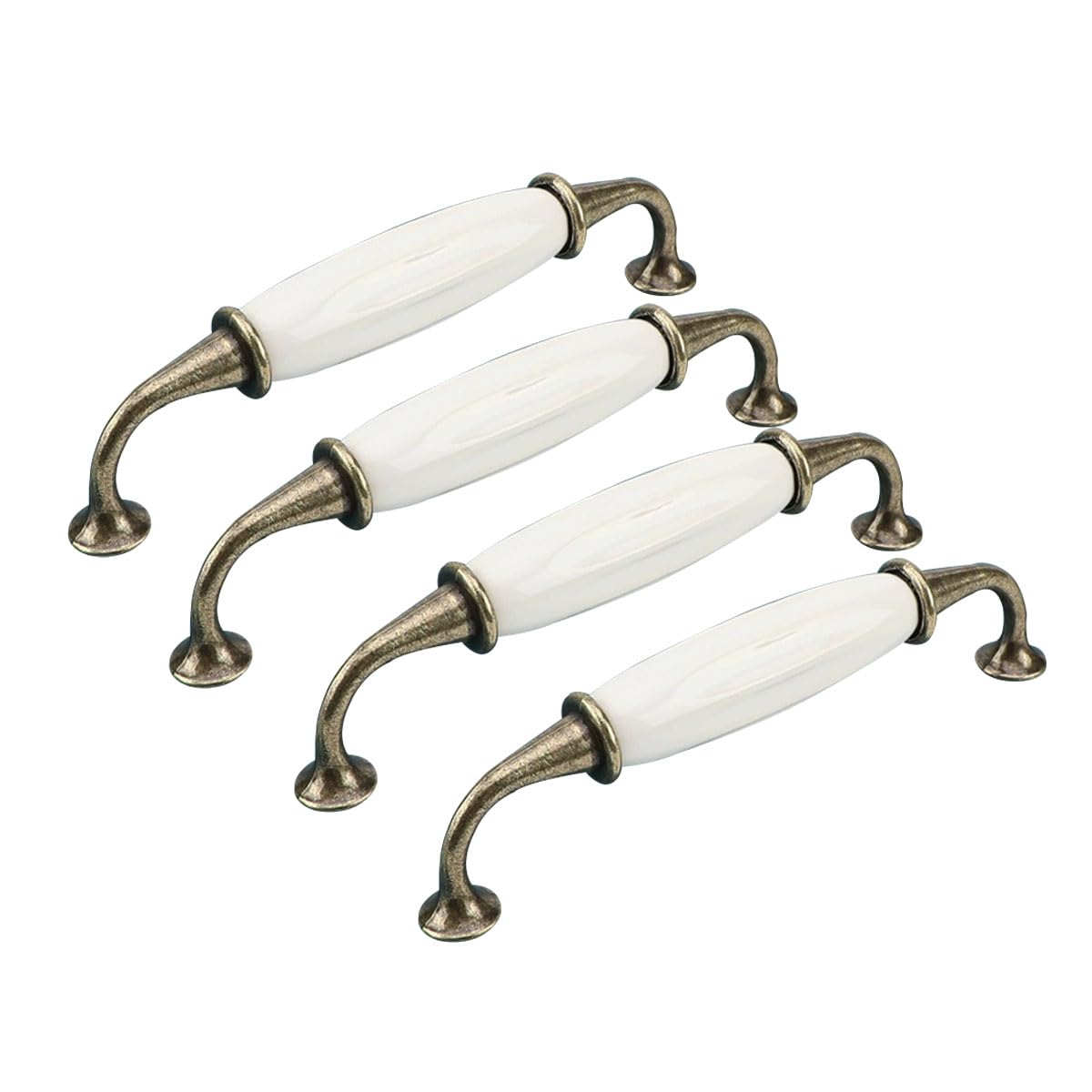 Wszgrjdm A 4Pcs Ceramic Zinc Lloy Cabinet Handle, Drawer Handles, Door Knobs For Replacement, For Drawer, Cupboard, Bathroom Cabinet, Wardrobe Door(Single Hole/96/128Mm)