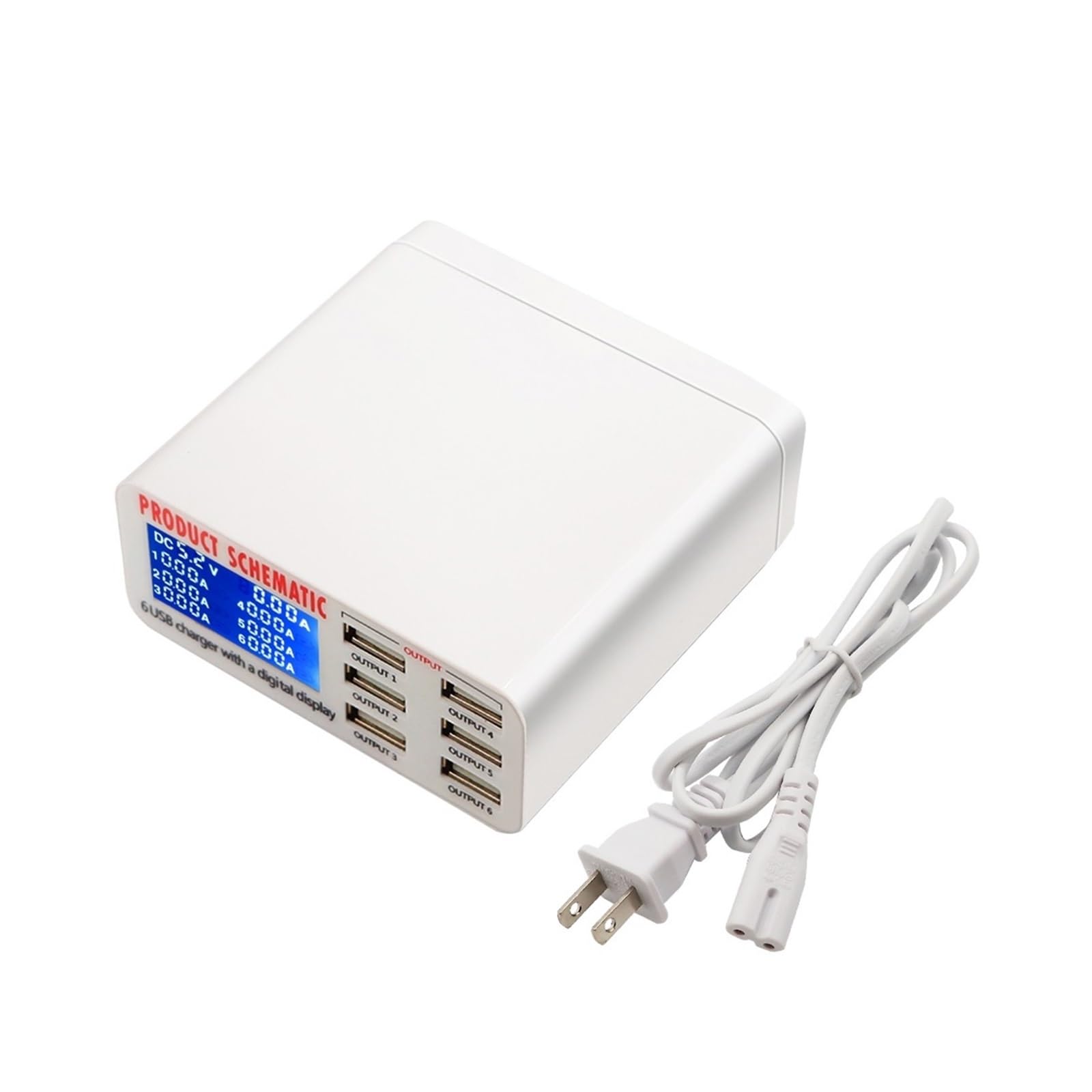 Stazione Ricarica, 6 Porte USB Caricatore A Ricarica Rapida Display LED Stazione Di Ricarica USB Multipla Dock Ricarica Universale For Telefono Cellulare(40W-896,P)