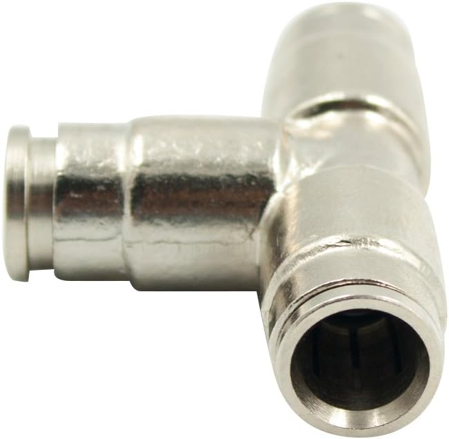 Legines 10pcs Nickel Plated Brass Push to Connect Fitting for High Pressure Mist Cooling System, Misting Tee Slip Lock, 3/8" Tube OD