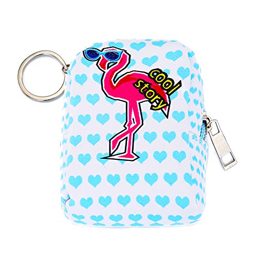 Preisvergleich Produktbild 1x Cxssxling Geldbeutel Damen Geldbörse Cartoon Flamingo Damen Madchen Portemonnaie Reißverschluss Geldbörse Münzen Taschen Blau