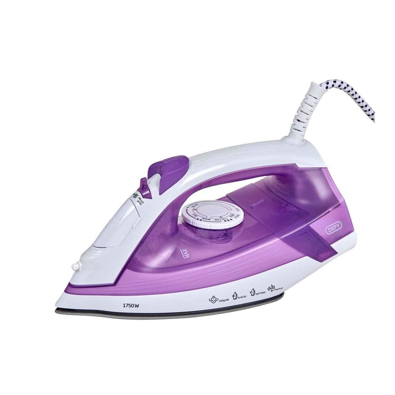 Defy 1750W Soleplate Steam Iron SI8059, purple and white