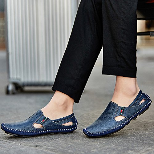 Image of Men's Driving Shoes Leather Slipper Casual Slip on Loafers | Top Grain Leather Upper, Moccasin Toe, Slip-on, Traction Rubber Outsole, Mens Dress Shoes, Mens Casual Loafers