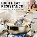 3 Pcs Silicone Cooking Spoon Set, Kitchen Utensils Include Solid & Slotted Spoon, Soup Ladle, Food-Grade Heat Resistant, Non-Scratch Spoons for Serving, Stirring, Draining, Dishwasher Safe, Black - Image 4