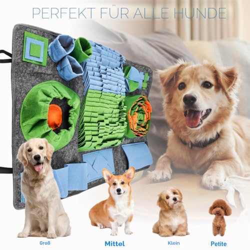 Molbory Schnüffelteppich für Hunde Groß, 75 * 50cm Schnüffelmatte für Hunde, Intelligenzspielzeug Schnüffeldecke, Anti-Rutsch Haustier Schnüffelteppich, Intelligenzspielzeug für Hunde Katzen
