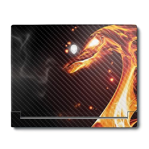 Image of MightySkins Carbon Fiber Skin Compatible With Alienware X16 R1 (2023) Full Wrap Kit - Flaming Dragon | Protective Durable Textured Carbon Fiber Finish | Easy To Apply & Change Styles | Made in the USA