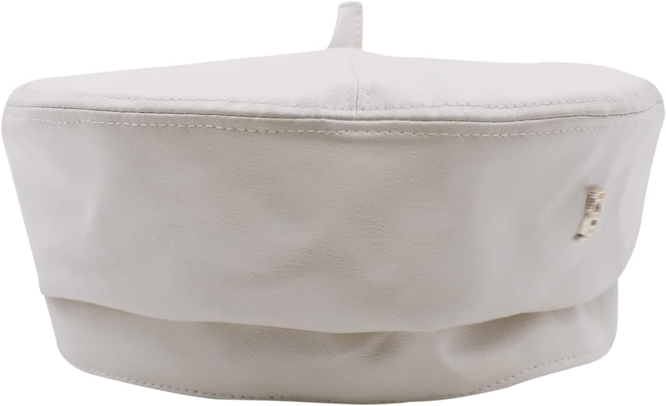 Women's Classic PU Leather French Beret Hat Retro Beanie Hat Artist Beret Cap Adjustable Painter Pumpkin Cap - Image 2