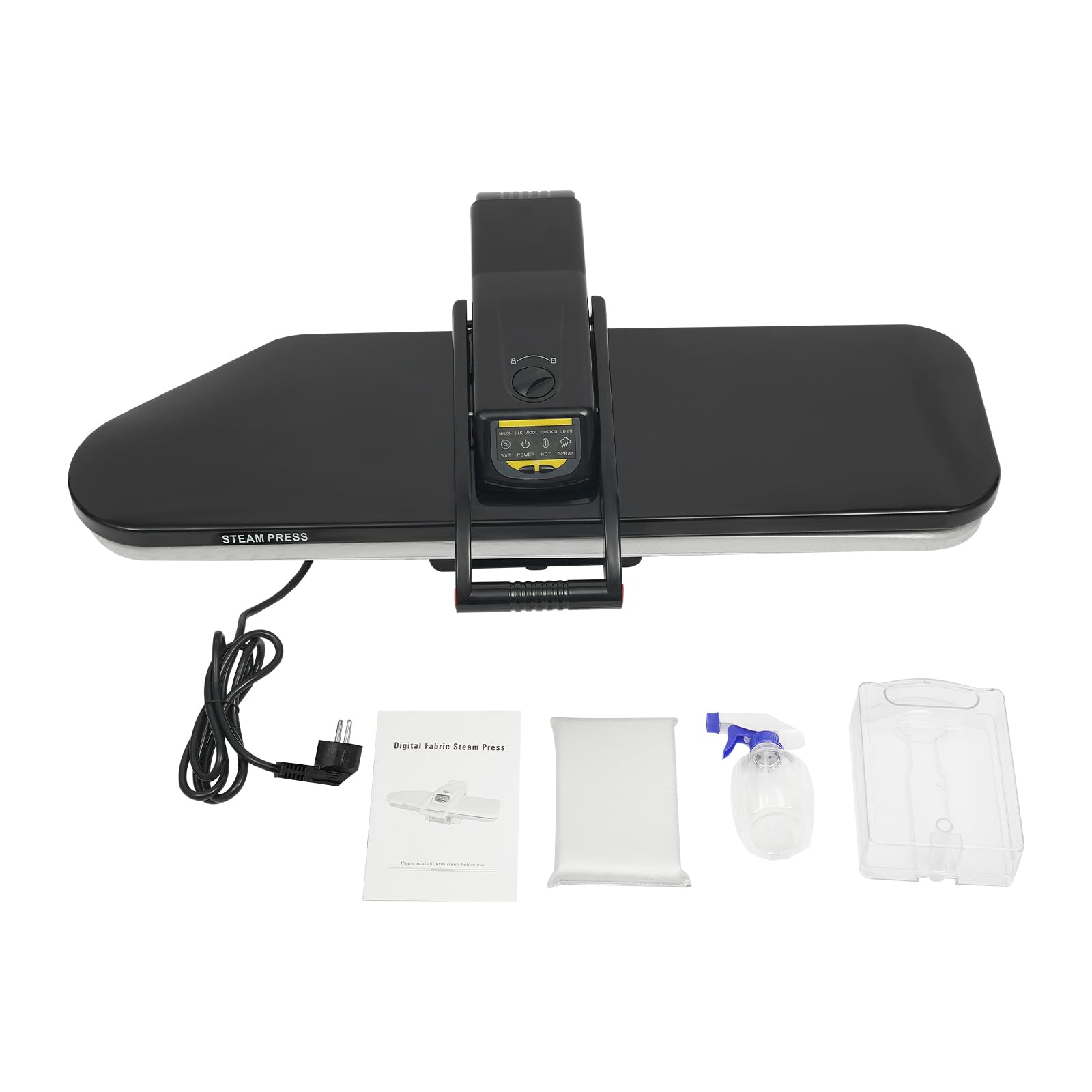 Pressa da stiro a vapore, 1600 W, 91 cm, con serbatoio da 1 l, 5 programmi di stiratura, regolazione della temperatura 90-200 ℃