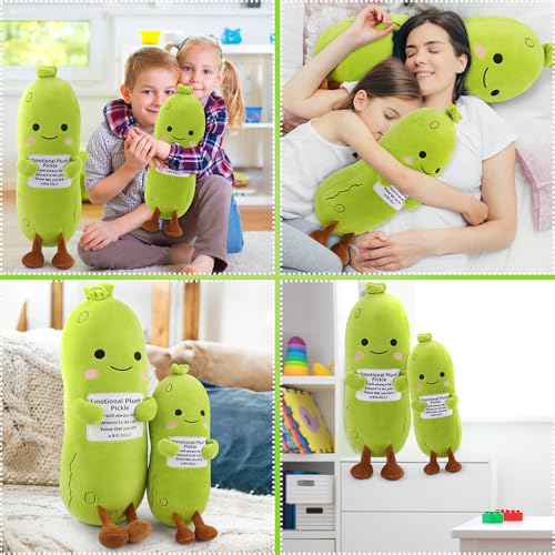 Sprinqdawin Emotional Plush Pickle,Pickle Stuffed Animal-20” Plushies Cucumber Stuffed Animal with Positive Warm Words,Kawaii Plush Toy Vegetable Plushie Pillow,Birthday Gifts for Kids Adult,1pcs — view 6