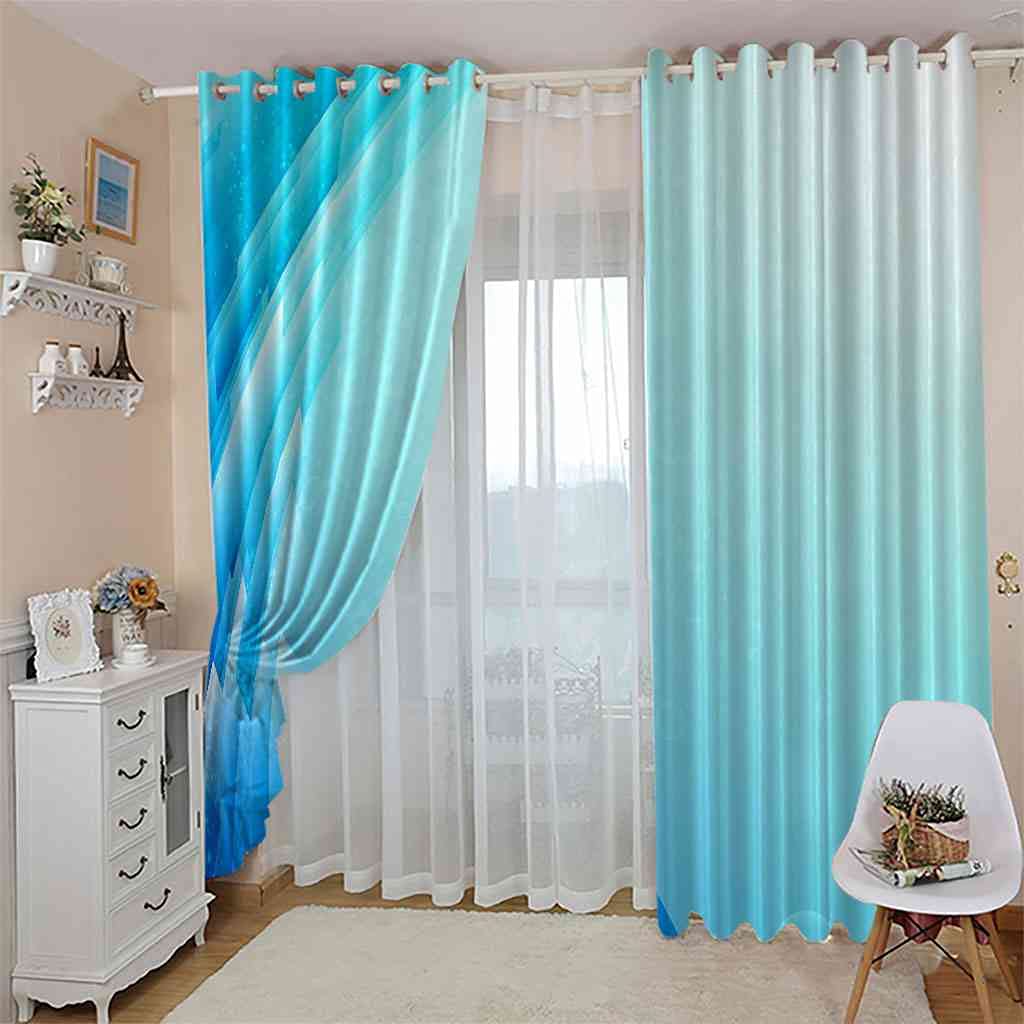 Sedefen 2er Set Sheer Voile Vorhänge Blau Transpar Produktbild-Vorschau 4