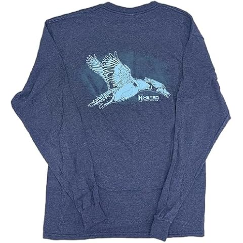 Heybo Duck Hunting LS T-Shirt, Duck Hunt Water Fowl Outdoor LS T-Shirt Outdoors - Navy Heather, Size: Large Cover