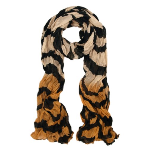 TrendsBlue Premium Two Tone Striped Wave Scarf