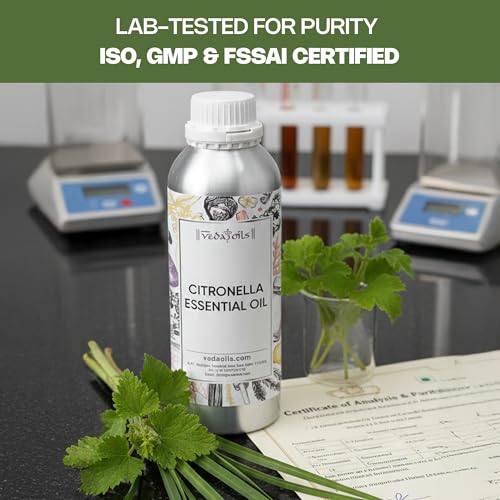 Image of VedaOils Citronella Essential Oil 100ml | Pure Citronella Oil for Diffusers, Home Fragrance & Outdoor Freshness | Aromatherapy & DIY Use