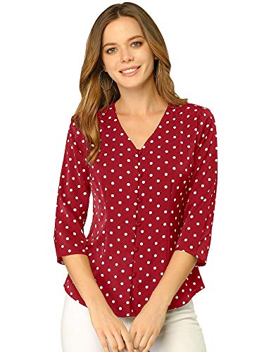 Allegra K Women's Vintage Polka Dots Blouse Top