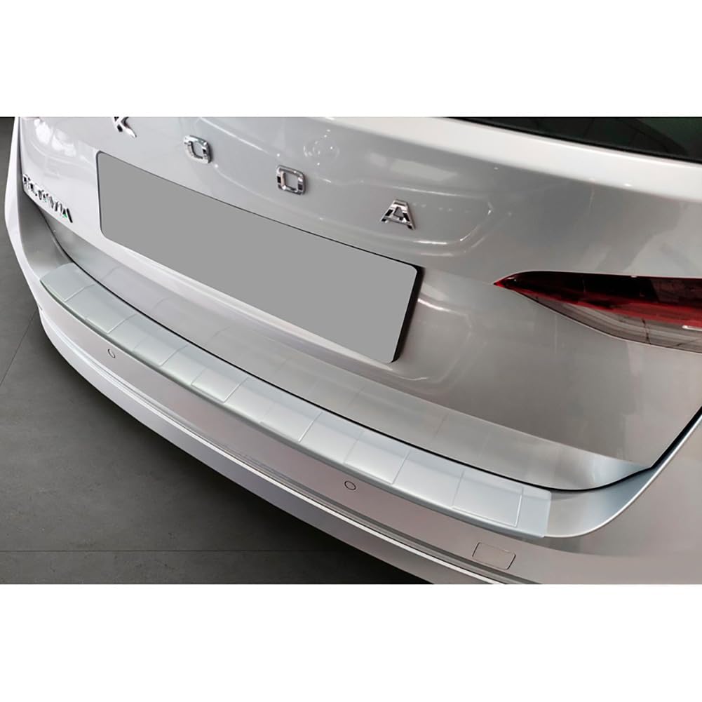 Avisa Stainless Steel Powdercoated Rear bumper protector compatible with Skoda Octavia IV 2019-2024 & FL 2024- 'Soft Silver'