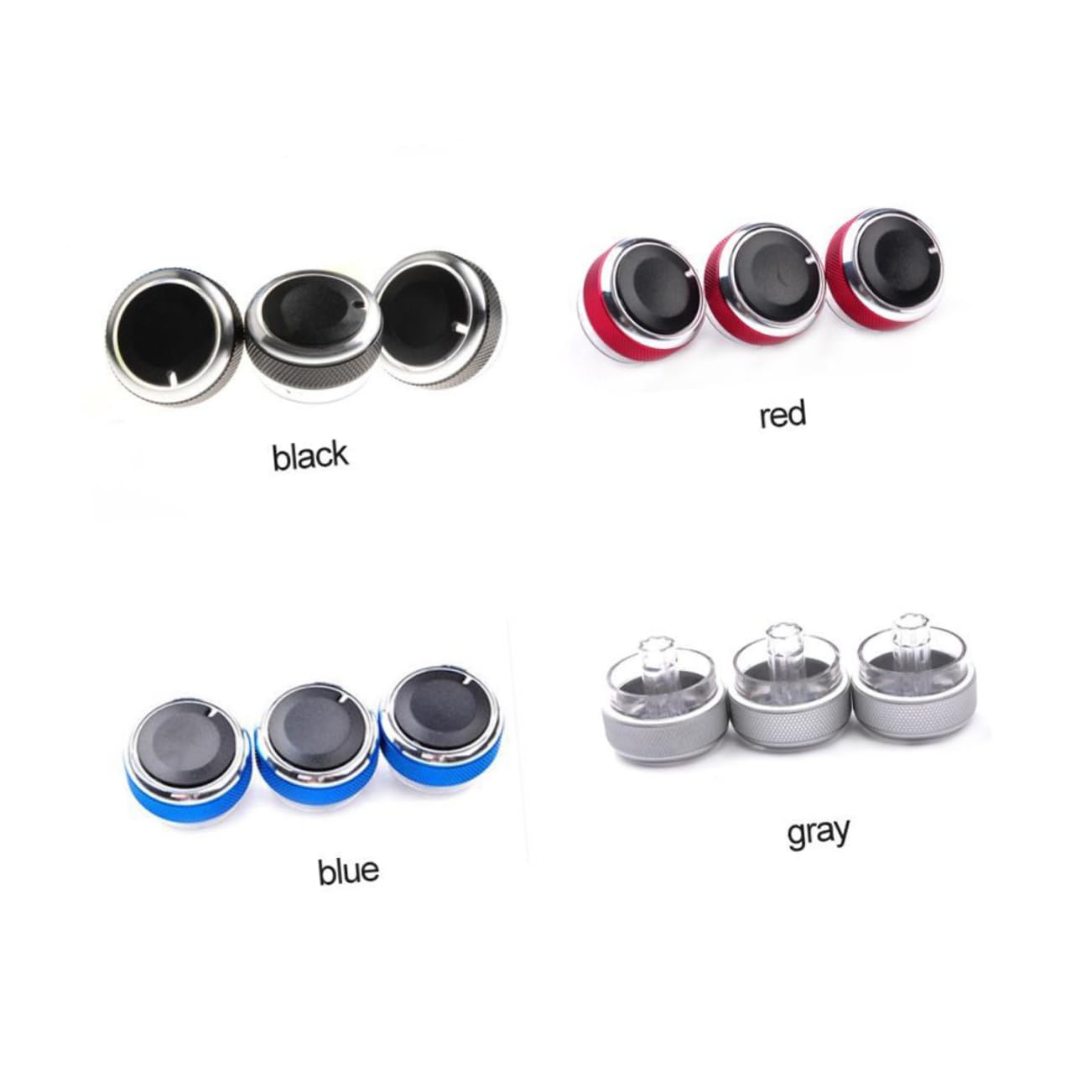 3pcs Air Conditioning Control Knob for and Silver Easy Install Temperature Control Knobs for Car Air Conditioner Accessories