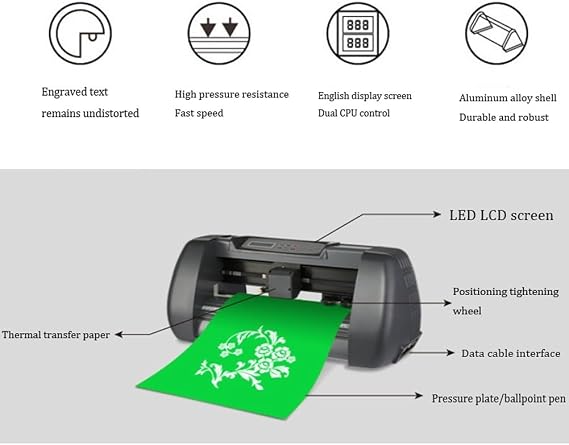 Vinyl Cutter Machine, Vinyl Plotter Cutting Plotter Machine, Vinyl Printer LCD Display Plotter Cutter, Cutting Width: 280MM, Engraving Speed: 10-500MM/S, Paper Feed Cutting Plotter for Fabric