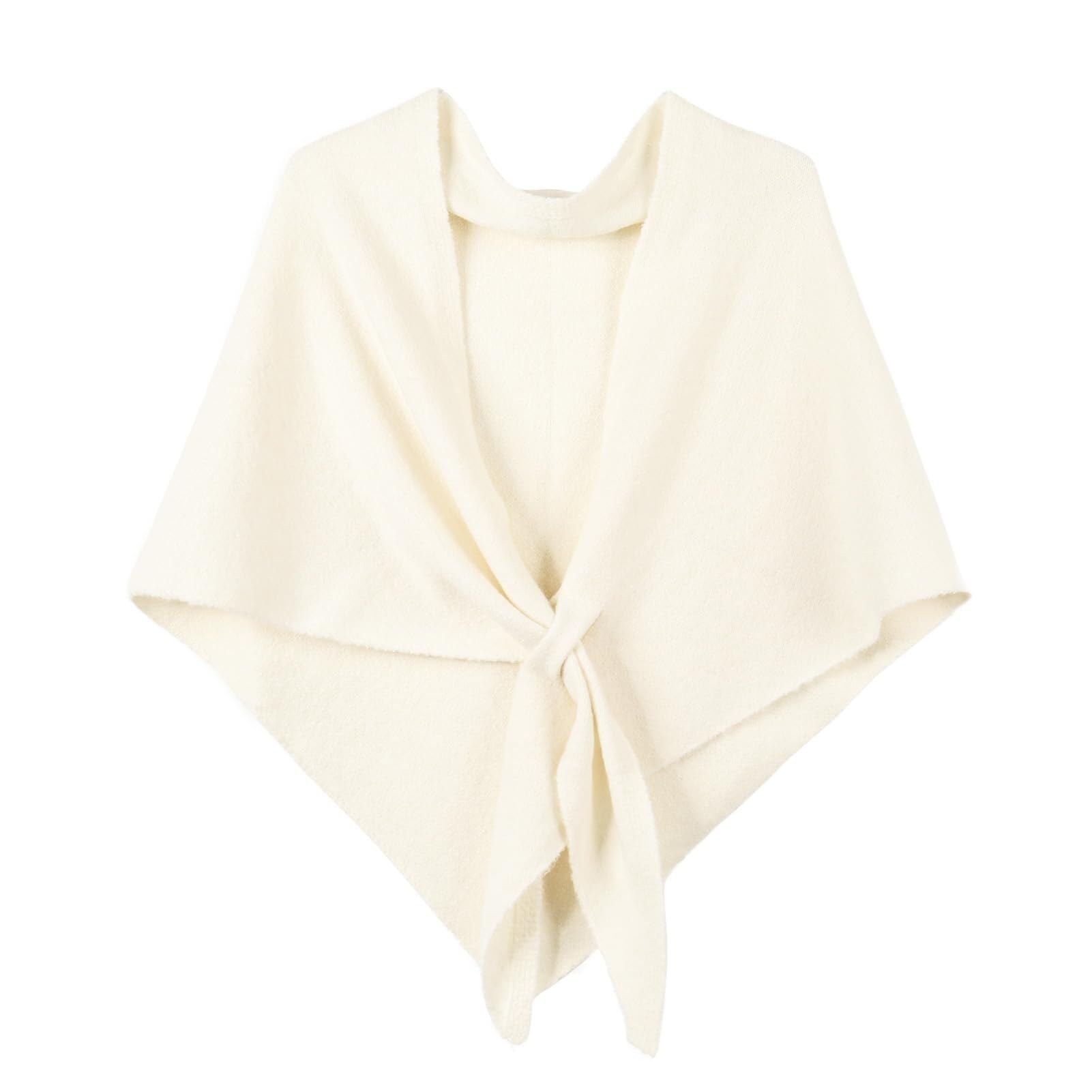 MAGAUSVZVK Women's pure triangle shawl scarf, openwork knit cardigan cape(White)