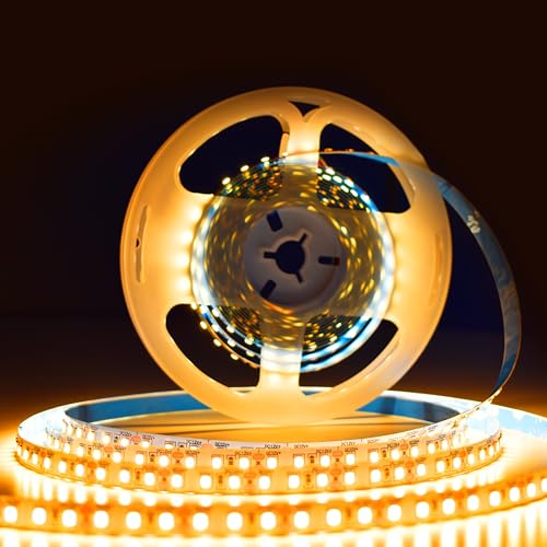 Image of Forus 5 Meter (5M) 8mm Amber LED Strip Light, 120 LEDs /M Plug & Play Flexible Lighting for Home Decor, False Ceiling, Pooja Room, Living Room, Kitchen, Mirror, Stairs, 2-Year Warranty