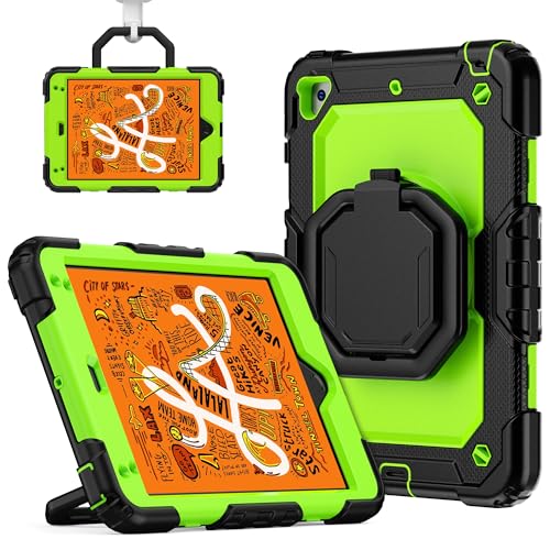 Étui robuste iPad Mini 5 vert pour un usage familial sécurisé en voyage