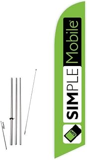 Simple Mobile (Green) Feather Flag with Complete 15ft Pole kit and Ground Spike