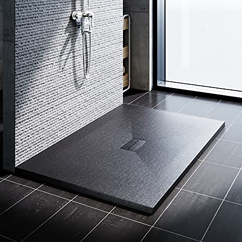 SONNI Duschwanne Schieferoptik und Rutschfeste Struktur 140x100 cm Grau Duschtasse flach (Ohne Siphon) SONNI Duschwanne Schieferoptik und Rutschfeste Struktur 140x100 cm Grau Duschtasse flach (Ohne Siphon)