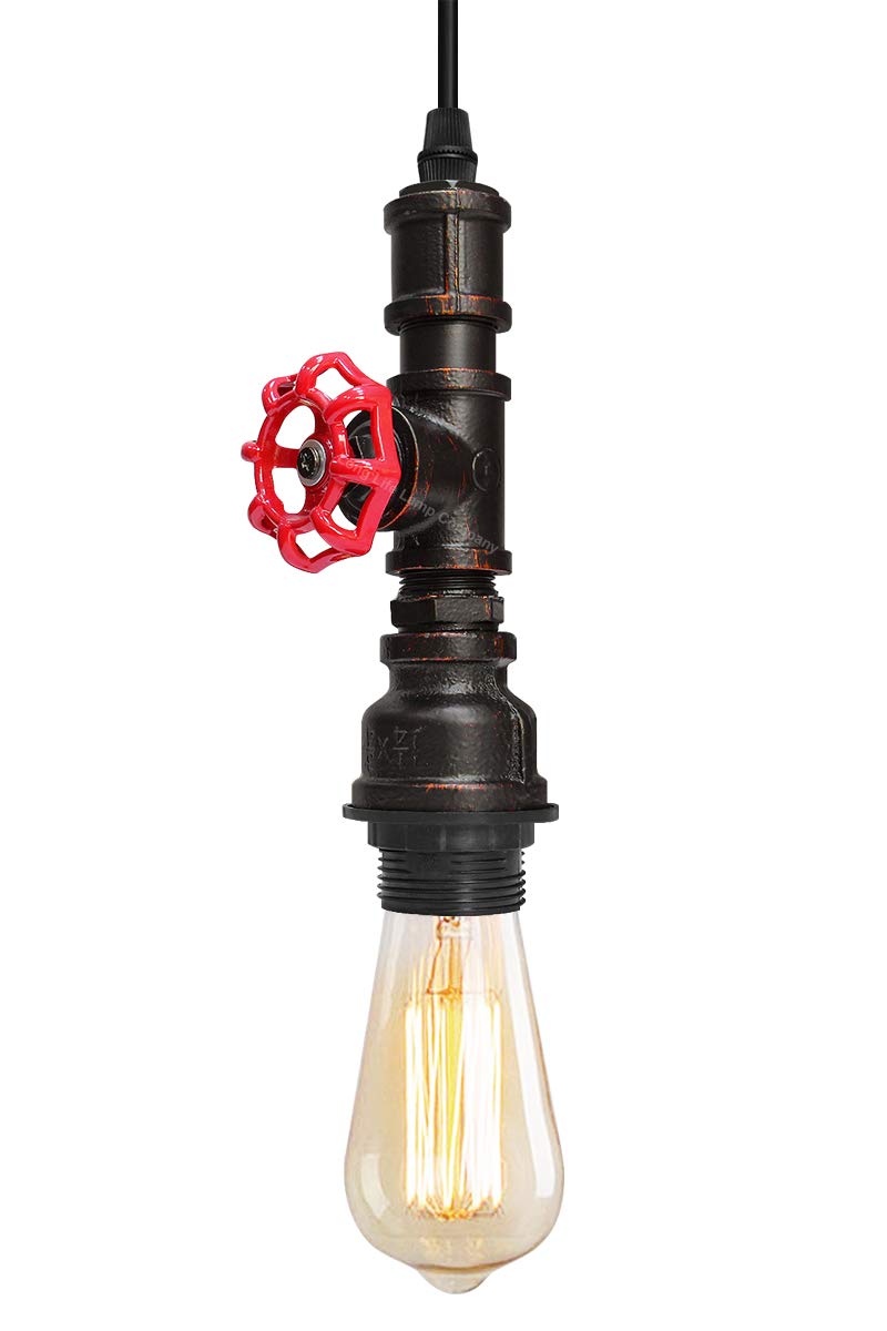 Long Life Lamp Company Industrial Steampunk Pendant Light Rustic Metal Vintage Water Pipe Ceiling Light M0157F with 4w ST58 E27