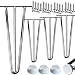 Produktbild 4x Haarnadel Tischbeine Möbelfuß Tischgestell Hairpin Leg Möbelfüße| CHROM | Höhe 71cm |3 Streben Ø 12 mm|Schalldämmung | inkl. Anti-Rutsch-Bodenschoner + Schrauben STAHLIA®