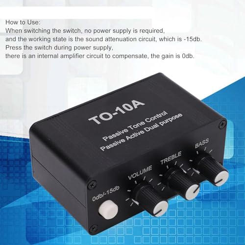 Ecualizador Pasivo Profesional con Control de Graves y Agudos, Carcasa de Metal, Controlador de Volumen para Estudio Casero, Sistema de Música PC, Entrada/Salida 3.5 mm, Alimentación 12 V miniatura 4