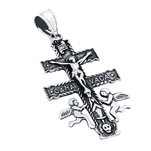 CloseoutWarehouse Sterling Silver Cross of Caravaca with Angeles Pendant
