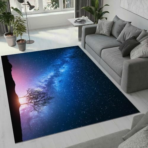 Tapis de chambre fille espace imprimé 3D doux et lavable - 4