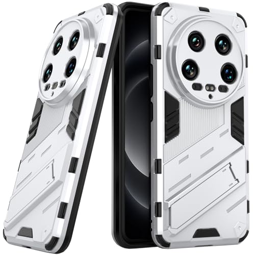 SnkJYi For Xiaomi 14 Ultra �P�[�X ���^ �y�� �X�^���h�@�\ �J�����ی� �w��h�~ ����~�� �J�o�[ (�z���C�g, Xiaomi 14 Ultra)