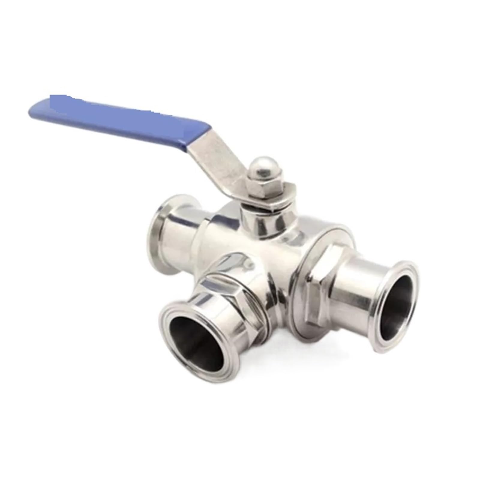 Válvula de bola con puerto en T, válvula de bola sanitaria de 3 vías de acero inoxidable 304 de 2 ", 51mm, virola O/D de 1,5" y 64mm for productos diarios caseros Piezas de válvulas de apertura y cier