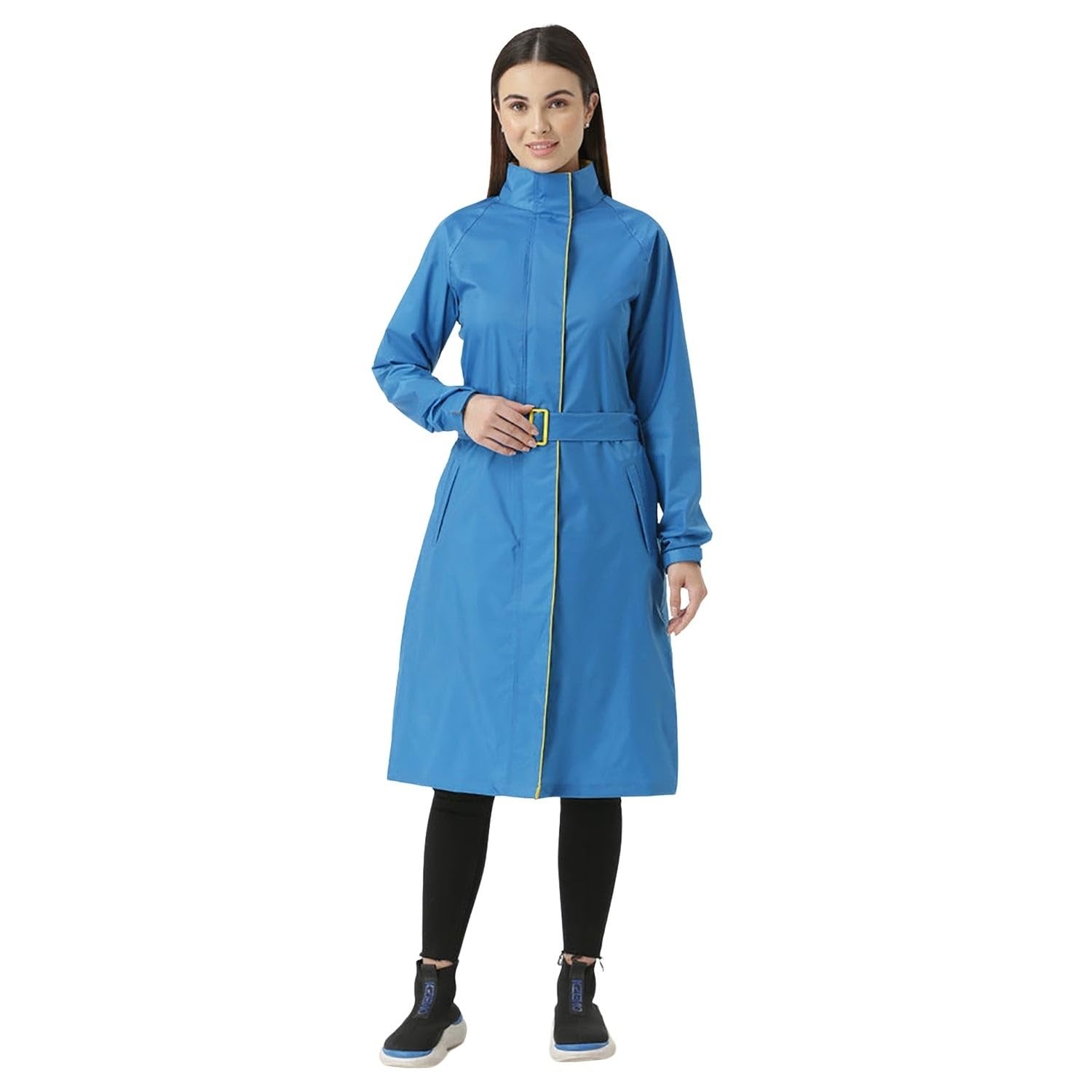 Women's Trench Coat, Purple with Yellow Contrast, Waterproof, Full Sleeve-image-24