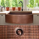 FSW1107 LUX 33-INCH HEAVY 12-GAUGE MEDIUM PATINA COPPER FARMHOUSE SINK, INCLUDES ACCS, CURVED FRONT