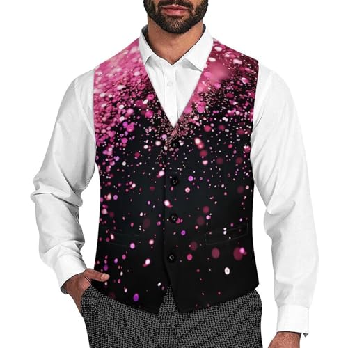 Rose Gold Particles Men's Suit Vest Waistcoat Vests Formal Dress with 2 Pockets for Business Casual Tuxedo