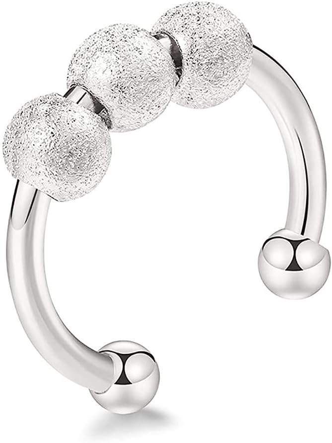 9Pcs Gold Silver Fidget Ring Anti Anxiety Rings for Women, Anxiety Relief Rings Size Beads Fidget Spinner Anxiety Ring for Kids Woemn Girls Men