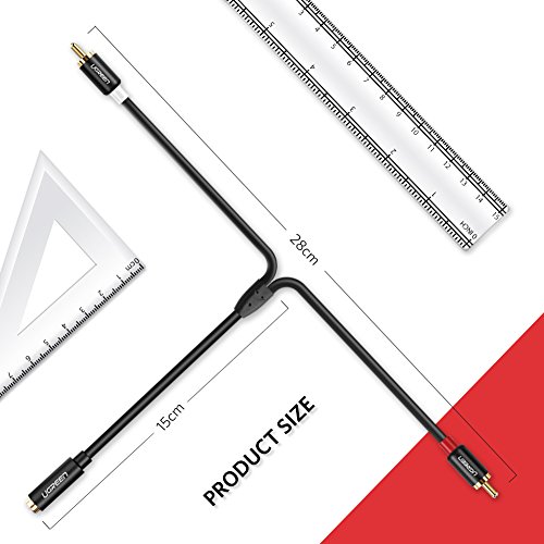 Ugreen 3.5Mm Female To 2Rca Male Stereo Audio Cable Gold Plated Rca To Aux Female Adapter Hi-Fi Sound Auxiliary Rca Cord Compatible With Smartphone Speakers Tablet Hdtv Mp3 Tv Mixer Amplifier, 0.8Ft #TOP7