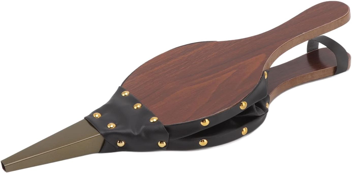 Wooden Bellows 15.0 X 5 Inch Fireplace Bellows Manual Blower Fireplace Tools with Hanging Strap for Outdoor Camping BBQ