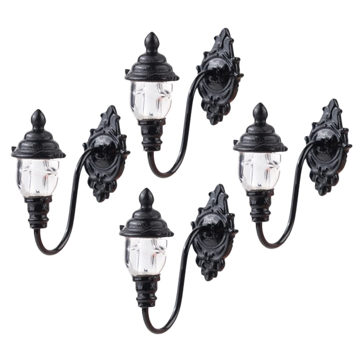 Kisangel 4pcs Miniature Wall Lamps for Sand Table Decor Scale Moss Landscape Lighting Light Compact Architectural Model Accessories