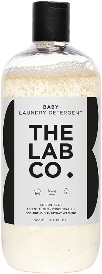 Baby Wash Liquid Laundry Detergent for washing machines and hand washing. Fresh cotton fragrance. Plant Based. Non-Bio. 500ml size for up to 32 washes.