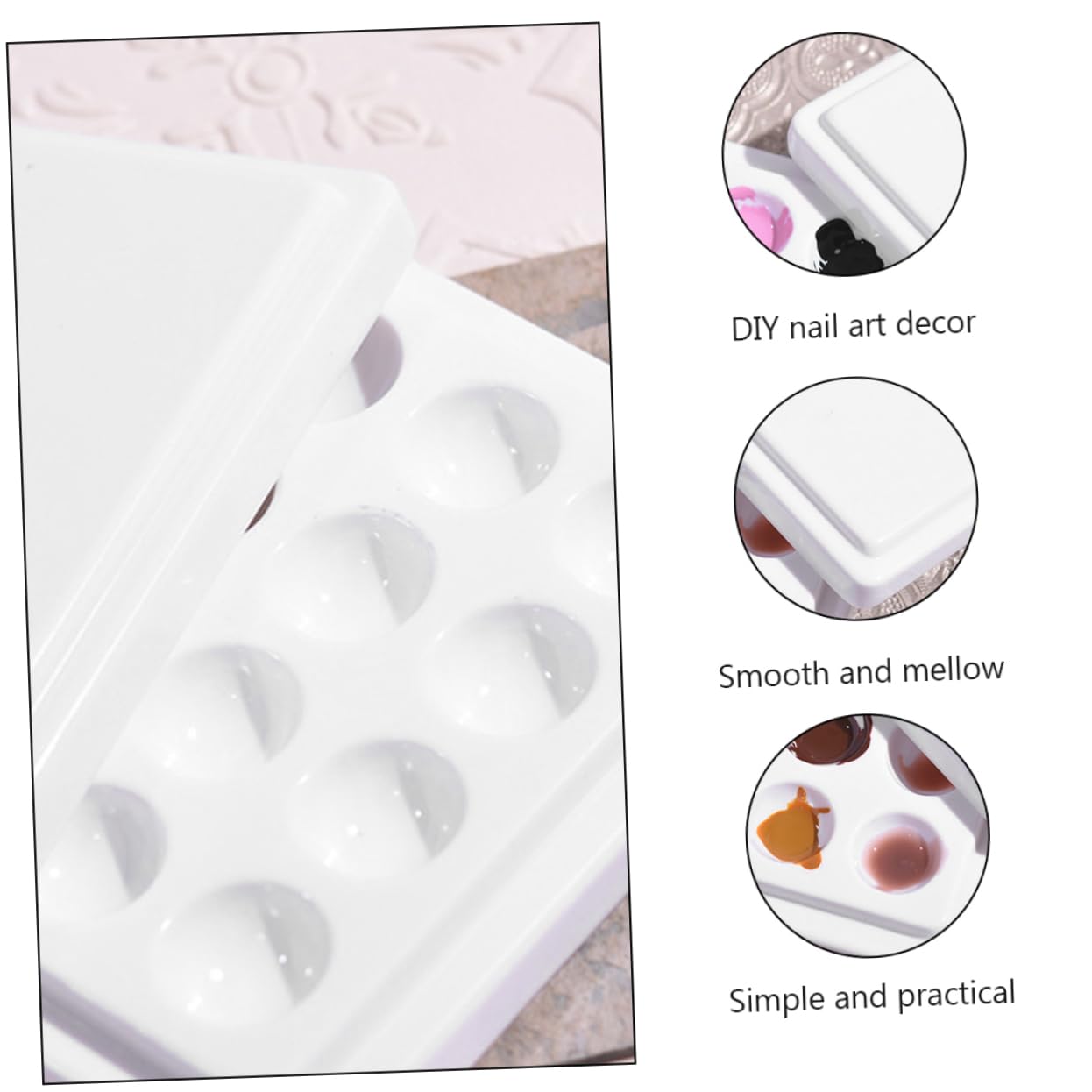 minkissy 2pièces Palette De Mélange De Couleurs Pour Manucure Céramique Avec Couvercle Compartiments Idéale Pour Salon Et Usage Personnel