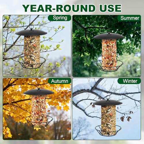 2 Pcs Suet Feeder Cylinder Bird Feeder, S-6-2 Cylinder Birds Feeders for Outdoors, Bird Suet Cake Holder Backyard Wild Birdfeeding Birds Feeders for Outdoor Garden Accessories
