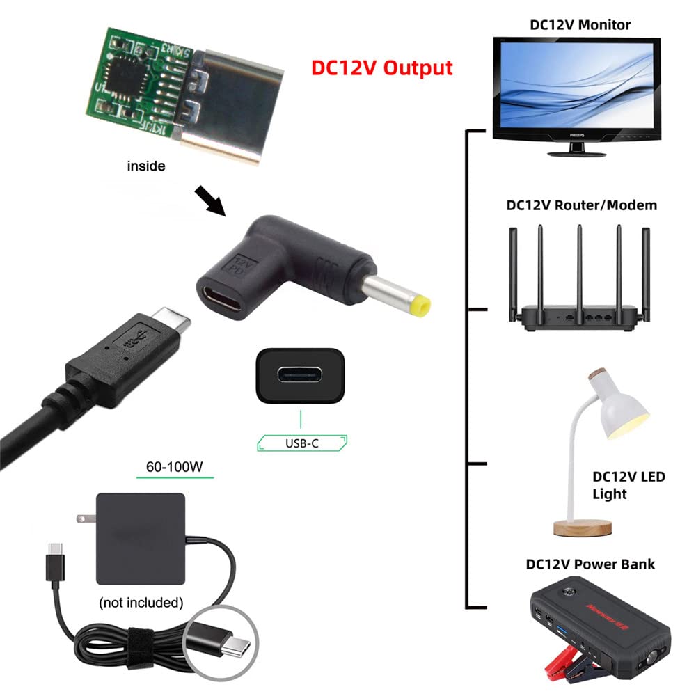 xiwai USB 3.1 Tip C USB-C Soket DC 12V 4.8x1.7mm Fiş Adaptörü PD