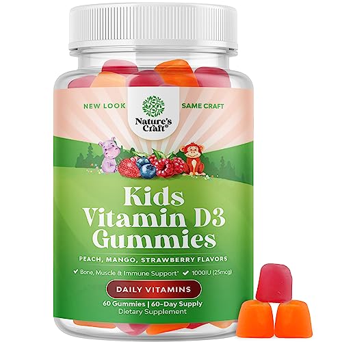 Chewable Vitamin D Gummies For Kids - Delicious Kids Vitamin D 1000 Iu Gummy Vitamins For Kids And Toddlers Immune Support Plus Muscle Teeth And Bone Health - Gelatin Free Non-Gmo Fruit Flavors #TOP5