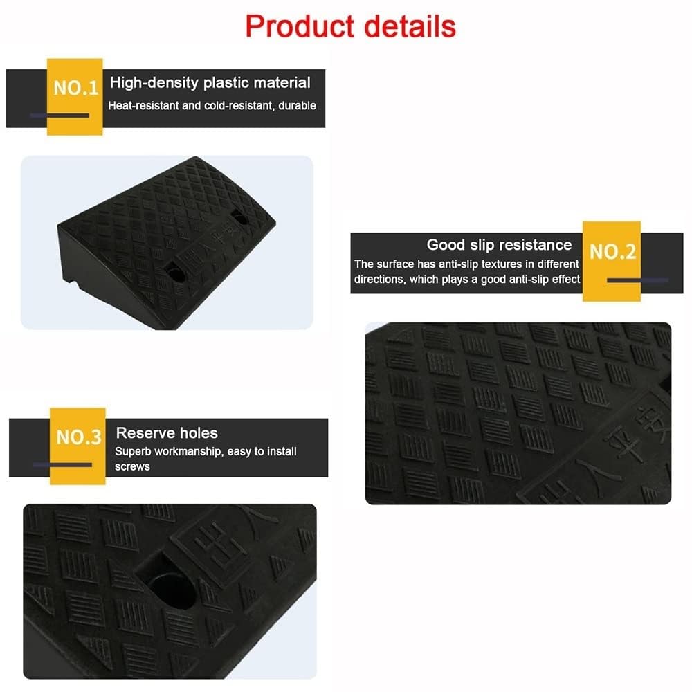 ZJIEX Rampa per soglia in gomma, antiscivolo, 3 – 19 cm, rampa per sedia a rotelle, rampa di carico portatile, per auto, scooter, bicicletta (colore nero, dimensioni: 50 x 40 x 17 cm)