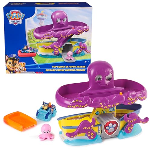 PAW PATROL Pup Squad - Oktopus Spielset mit Rennstrecke, Rampe, Chase Pup Squad Racer und Baby-Tintenfisch, geeignet für Kinder ab 3 Jahren