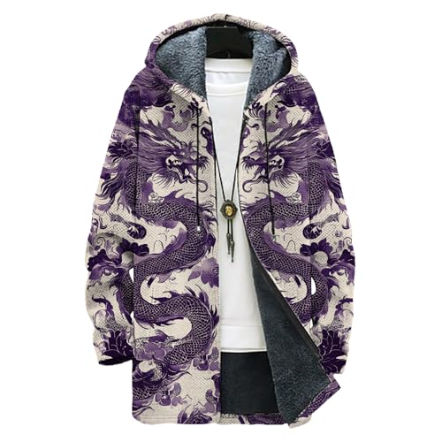 Mens Long Hooded Cardigan Zip Up Hoodie Japanese Art Long Sleeve Casual Graphic Outfits with Pockets