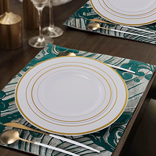Suwimut 100 Pieces Plastic Party Plates White Gold Rim, Disposable Heavy Duty Plastic Plates Set for Parties Wedding, 50 Dinner Plates 10.25 Inch and 50 Salad Dessert Plates 7.5 Inch by Suwimut - Image 4