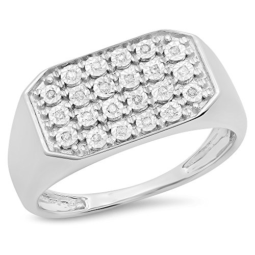 Dazzlingrock Collection 0.10 Carat (ctw) Sterling Silver Round White Diamond Hip Hop Wedding Band, Size 8