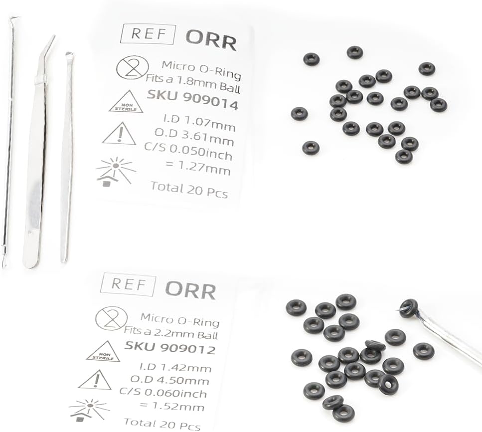 Micro Replacement O Ring Kit, for Sterngold Mini Implant Fits a 2.2mm 1.8mm Ball Housing Black